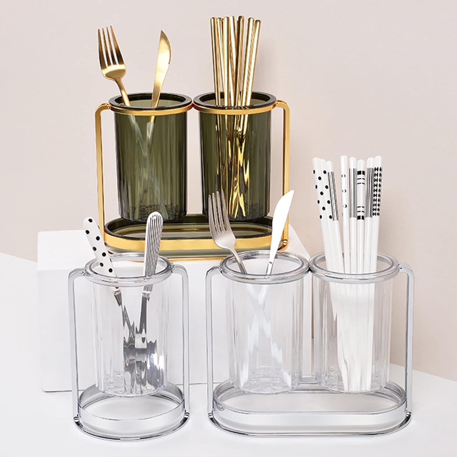 Round Tube Cutlery Holder, Luxury Kitchen Chopsticks Basket, Multifunctional Cutlery Stand Rack, Spoon Fork Chopsticks Storage Rack, Kitchen Cutlery Storage, Household Wrought Iron Chopstick Holder Round Tube Cutlery Holder, Luxury Kitchen Chopsticks Basket, Multifunctional Cutlery Stand Rack, Spoon Fork Chopsticks Storage Rack, Kitchen Cutlery Storage, Household Wrought Iron Chopstick Holder